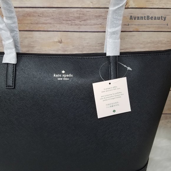 Kate Spade Penny Greta Court Black Glitter Tote - Picture 9 of 13